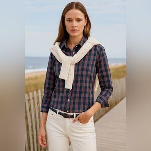 Plaid L.L. Bean Holiday Plaid Button Down Shirt Large Wrinkle Free